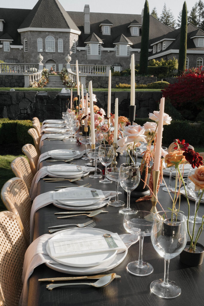 tablescape design on high end black wood table